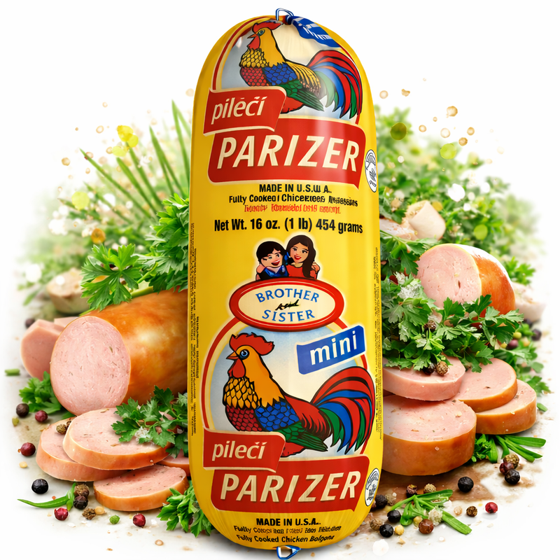 Brother & Sister Pileci Parizer Fully Cooked Chicken Bologna 16 oz (454 g) Deli Cut 454 g