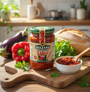 Biljana Ajvar Mild Roasted Red Pepper & Eggplant Spread 530 g — authentic pantry from North Macedonia | Hamilton Euromarket