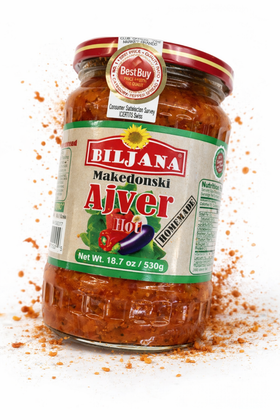 Biljana Hot Roasted Pepper & Eggplant Ajvar, Macedonian Spread 530g (18.7oz)