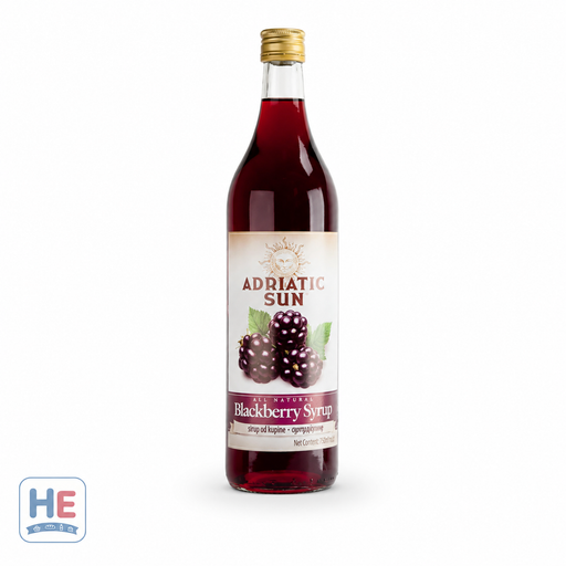 Adriatic Sun Blackberry Syrup 1L — Slovenian fruit syrup in glass bottle