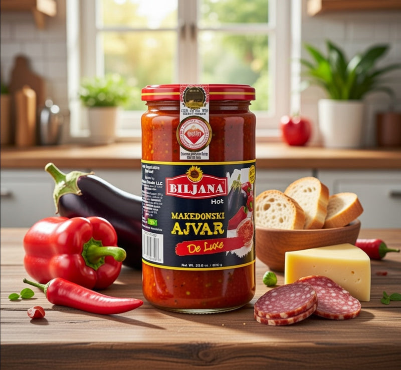 Biljana Ajvar De Luxe Hot Roasted Red Pepper Spread 670 g