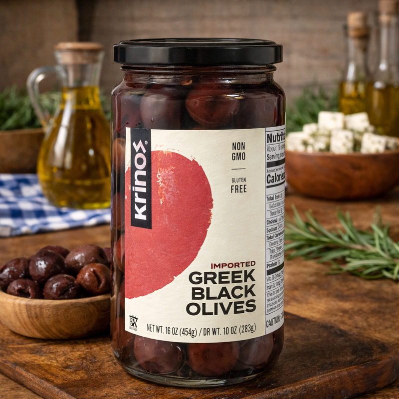 Krinos Imported Greek Black Olives 454 g
