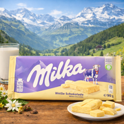 Milka White Chocolate 90 g — authentic snack from Germany | Hamilton Euromarket