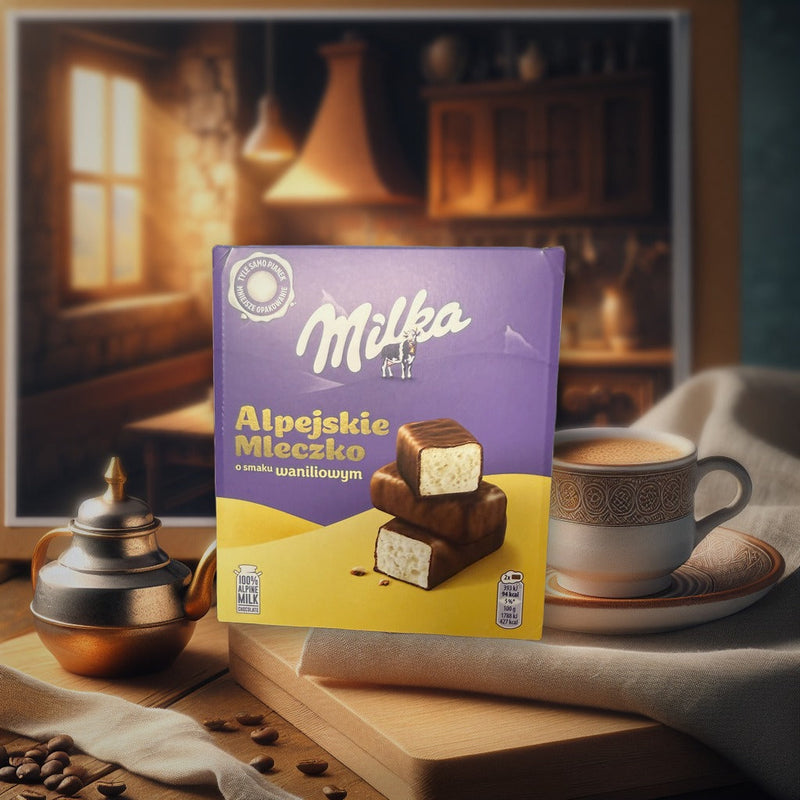 Milka Delikatna Pianka Z Alpejskiego Mleka Oblana Czekoladą Milka — authentic snack from United States | Hamilton Euromarket