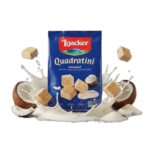 Loacker Quadratini Coconut Creme-Filled Wafer Cookies 250 g | Hamilton Euromarket