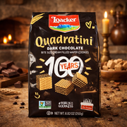 Loacker Quadratini Dark Chocolate Wafer Cookies 250 g — authentic snack from Italy | Hamilton Euromarket