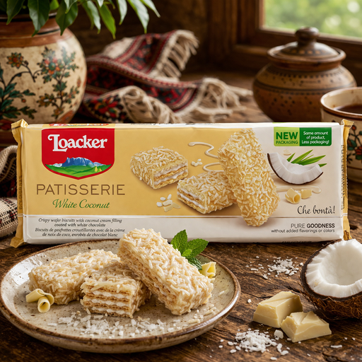 Loacker Patisserie White Coconut Wafers 100 g — authentic snacks-sweets from Italy | Hamilton Euromarket