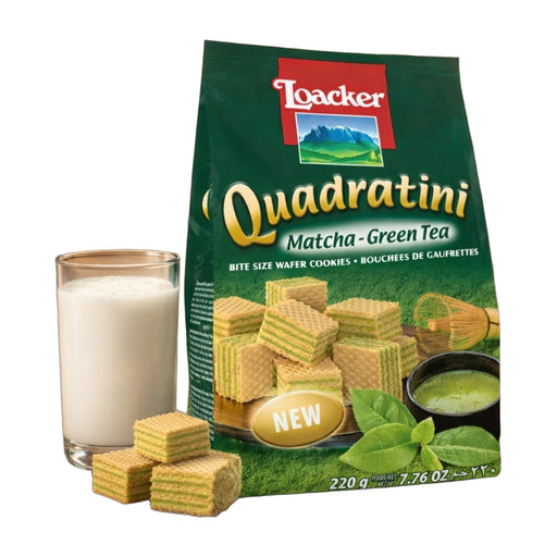 Loacker Quadratini Matcha Green Tea Wafer Cookies 220 g | Hamilton Euromarket