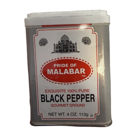 Pride Of Malabar Black Pepper Gourmet Ground, Indian Spice 113g (4oz)