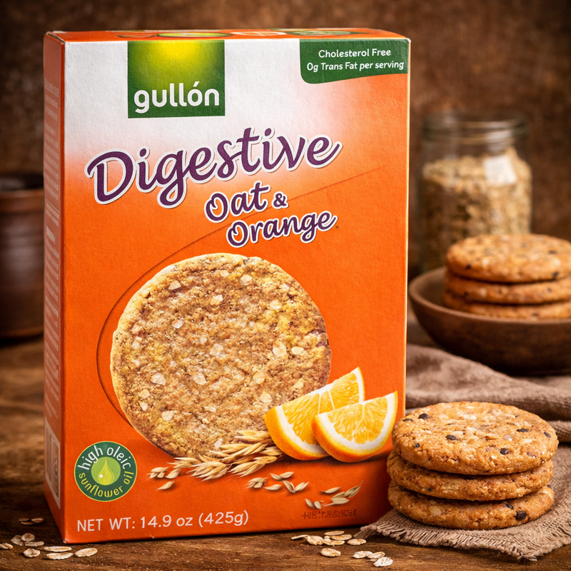 Gullon Digestive Oat Orange Biscuits 425 g — authentic snack from Spain | Hamilton Euromarket