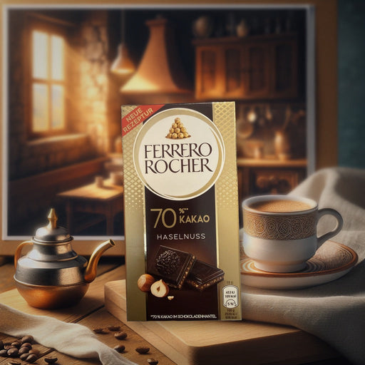 Ferrero Rocher 70% Dark Hazelnut Chocolate Bar 90g — authentic snack from Morocco | Hamilton Euromarket