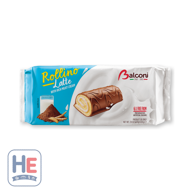 Balconi Rollino Latte Sponge Rolls with Milk Cream 222g (7.8oz) | HE hero 8001585001323