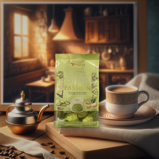 Vergani White Passion Pralines Au Chocolat Blanc Fourrees A La Pistache 120 g — authentic snack from France | Hamilton Euroma