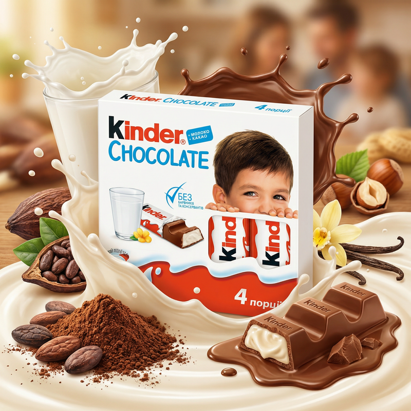 Kinder Chocolate Milk Chocolate Bars with Milky Filling 50 g