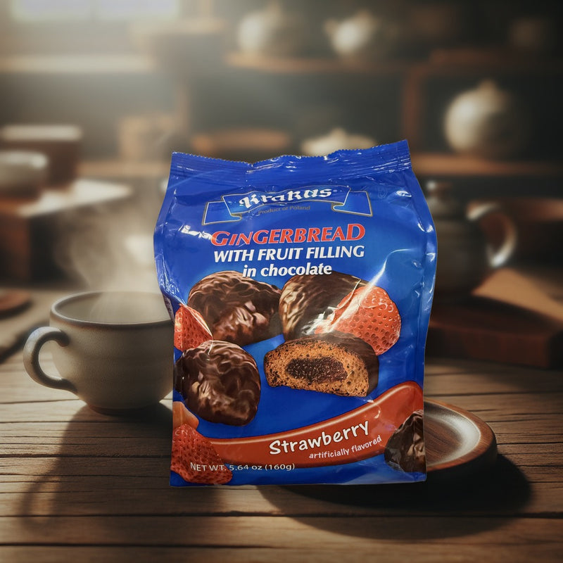 Krakus Gingerbread With Fruit Filling In Chocolate Strawberry 160 G