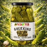 Va-Va Extra Class Baby Gherkins 680 g — authentic pantry from North Macedonia | Hamilton Euromarket