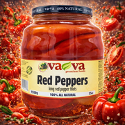 Vava Long Red Pepper Filets with Garlic 1550 g — authentic pantry from North Macedonia | Hamilton Euromarket