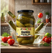 Vava Extra Class Baby Gherkins 1550 g — authentic pantry from North Macedonia | Hamilton Euromarket