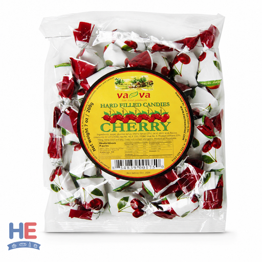 Va-Va Hard Filled Candies, Cherry Macedonian Candy 200g (7oz)