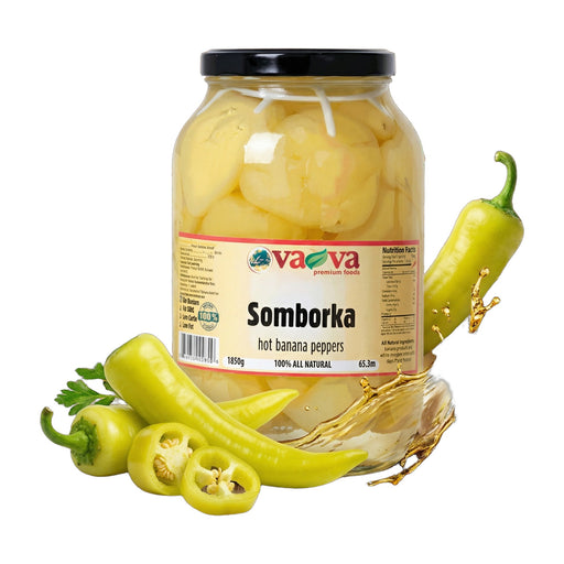 Va-Va Somborka Hot Banana Peppers Pickled 1850 g | Hamilton Euromarket
