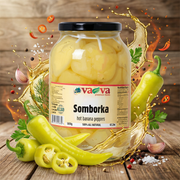 Va-Va Somborka Hot Banana Peppers Pickled 1850 g — authentic pantry from North Macedonia | Hamilton Euromarket