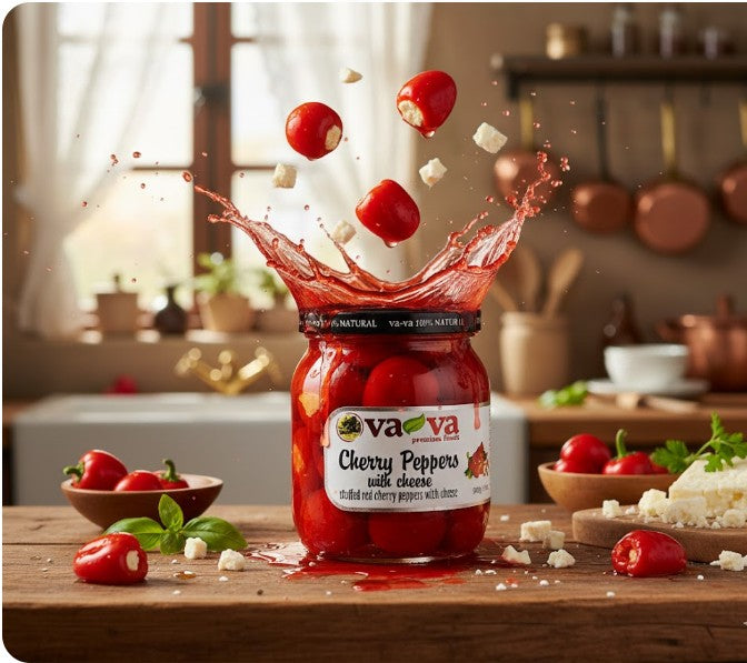Va-Va Red Cherry Peppers Stuffed with Cheese 510 g