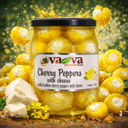 Vava Yellow Cherry Peppers Stuffed with Cheese 800 g — authentic pantry from North Macedonia | Hamilton Euromarket