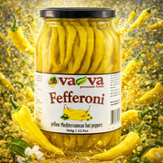 Va-Va Yellow Fefferoni Hot Peppers 960 g — authentic pantry from North Macedonia | Hamilton Euromarket