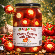 Va-Va Red Cherry Peppers Stuffed with Cheese 960 g (33.9 oz) — authentic pantry from North Macedonia | Hamilton Euromarket