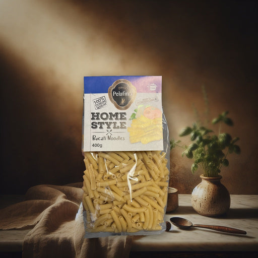 Pelafino Home Style Bucati Noodles 400g — authentic pantry from Macedonia | Hamilton Euromarket
