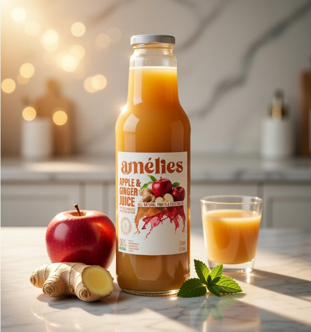Amelies Apple & Ginger Juice with Cold Pressed Unfiltered Apples 750 ml
