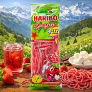 Haribo Spaghetti F!ZZ Strawberry Vegan Candy 200 g — authentic snack from Germany | Hamilton Euromarket