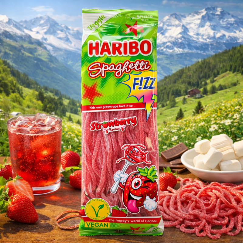 Haribo Spaghetti F!ZZ Strawberry Vegan Candy 200 g