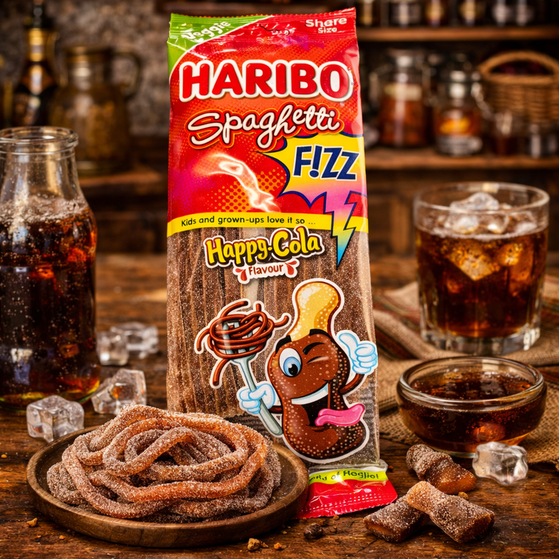 Haribo Spaghetti Fizz Happy Cola Sour Gummy Candy 200 g