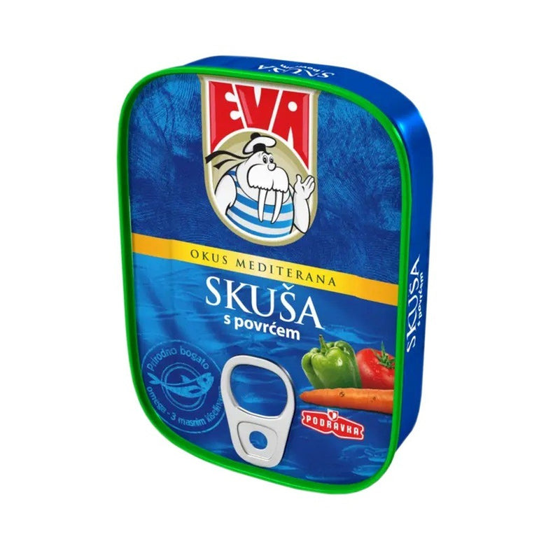Podravka Eva Mackerel with Vegetables in Tomato Sauce, Croatian 115g (4.1oz) | HE gallery 842826000976 #2