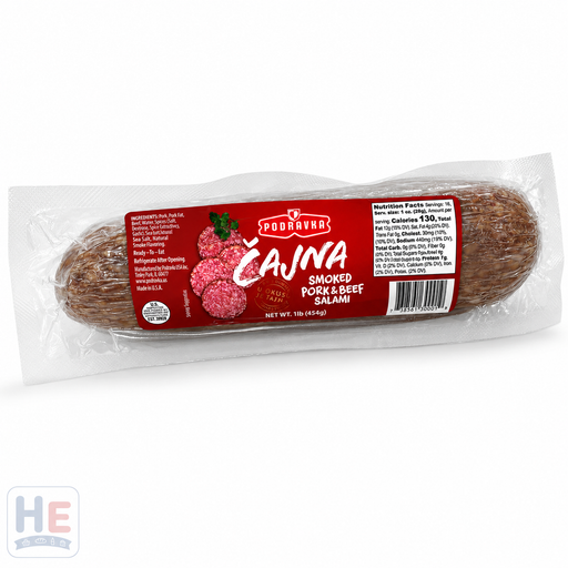 Podravka Cajna Smoked Pork & Beef Salami, Croatian Style 454g (1lb)