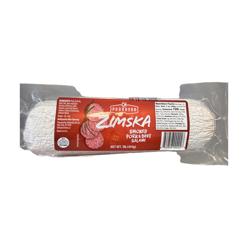 Podravka Zimska Smoked Pork &amp; Beef Salami 1 lb (Smoked Sausage) | Hamilton Euromarket