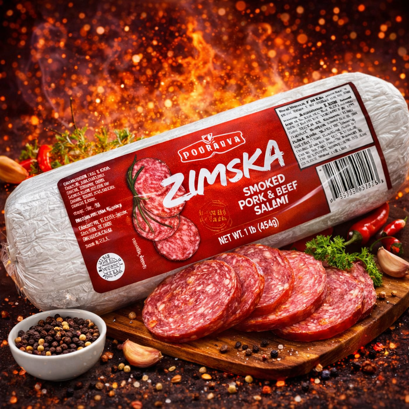 Podravka Zimska Smoked Pork & Beef Salami 1 lb (Smoked Sausage)