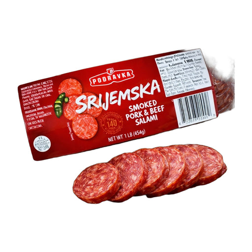 Podravka Srijemska Smoked Pork and Beef Salami (Smoked Sausage) 454 g | Hamilton Euromarket