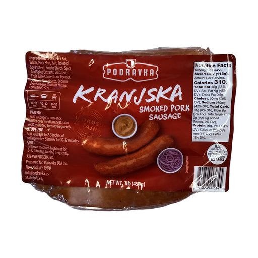 Podravka Kranjska Smoked Pork Sausages 1 lb (Smoked Sausage) | Hamilton Euromarket