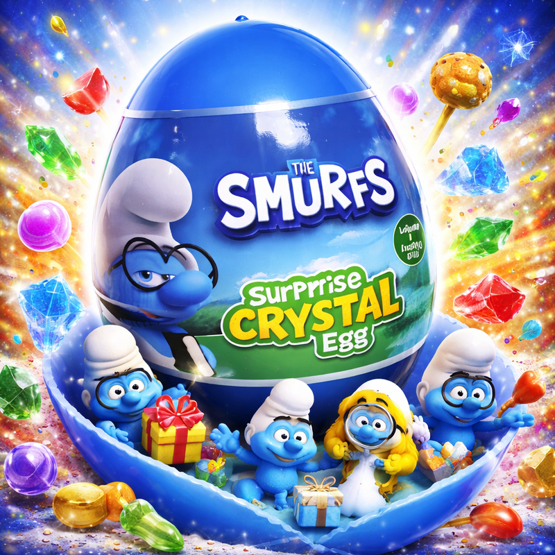 Leto Smurfs Surprise Crystal Egg with Lollipop & Toy 16 g — authentic snack from Russia | Hamilton Euromarket