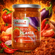 Raureni Zacusca Picanta Spicy Eggplant & Pepper Spread 480 g (17 oz) — authentic pantry from Romania | Hamilton Euromarket