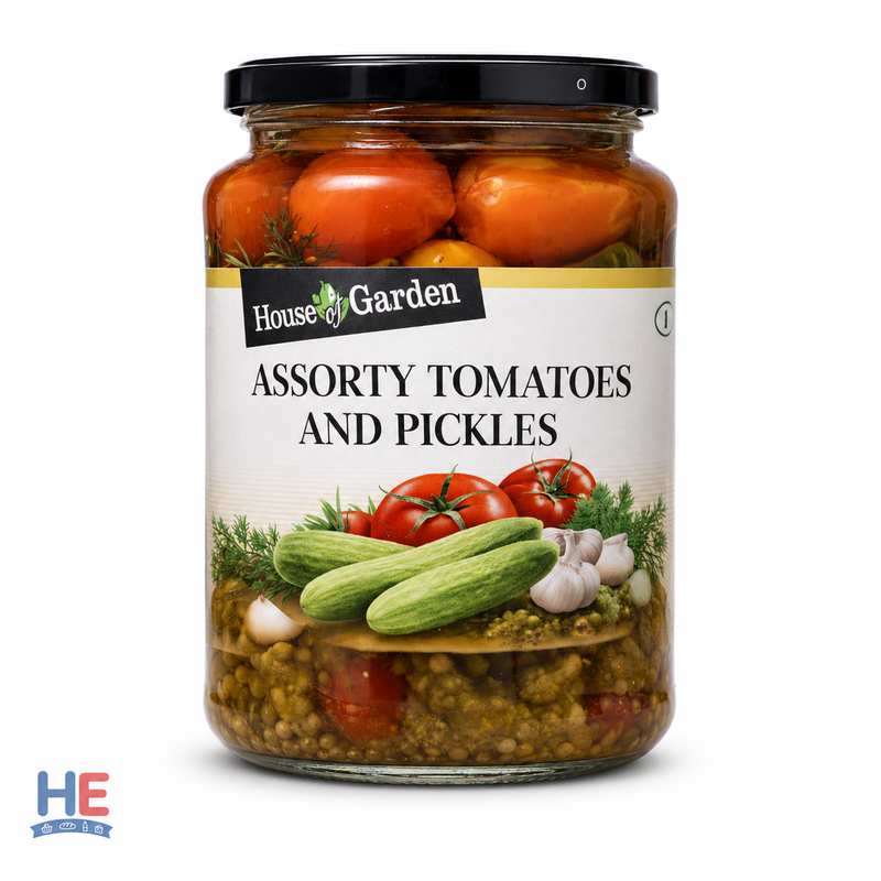 House Of Garden Assorted Pickled Tomatoes & Cucumbers, Bulgarian Whole Vegetables 1.63kg (3.6lb)