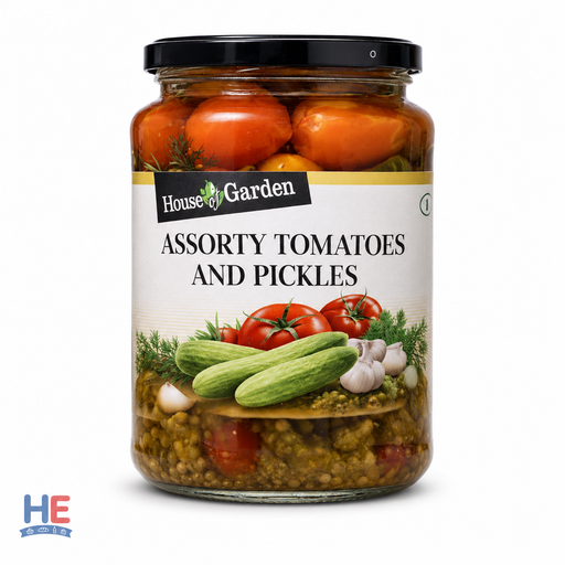 House Of Garden Assorted Pickled Tomatoes & Cucumbers, Bulgarian Whole Vegetables 1.63kg (3.6lb)