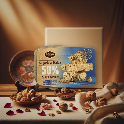Achva Sugarless Halva 50% Sesame 300g — authentic snacks-sweets from Israel | Hamilton Euromarket