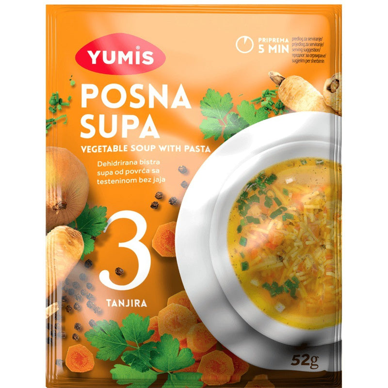 Yumis Posna Lean Vegetable Soup with Pasta, Serbian 52g (1.8oz) | HE gallery 8600101468451 #3
