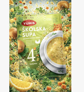 Yumis School Soup Chicken Noodle Soup Mix, Serbian 65g (2.3oz)