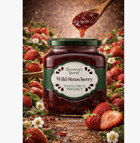 Granny's Secret Wild Strawberry Whole Fruit Preserves, Serbian 375g (13.2oz)