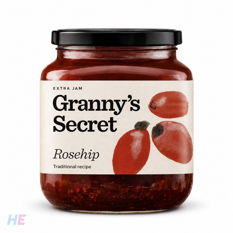 Granny's Secret Rosehip Extra Jam, Serbian Fruit Spread 670g (23.6oz)