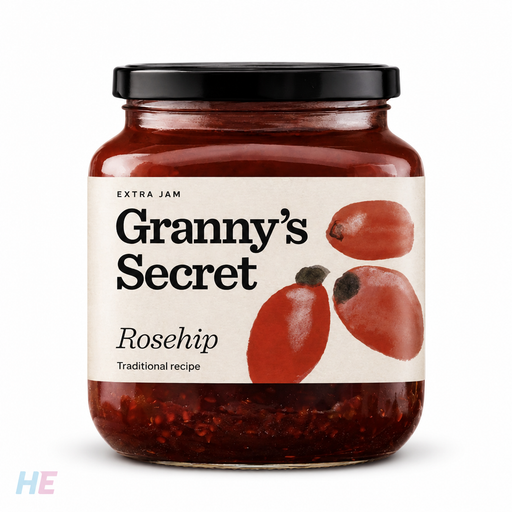 Granny's Secret Rosehip Extra Jam, Serbian Fruit Spread 670g (23.6oz)